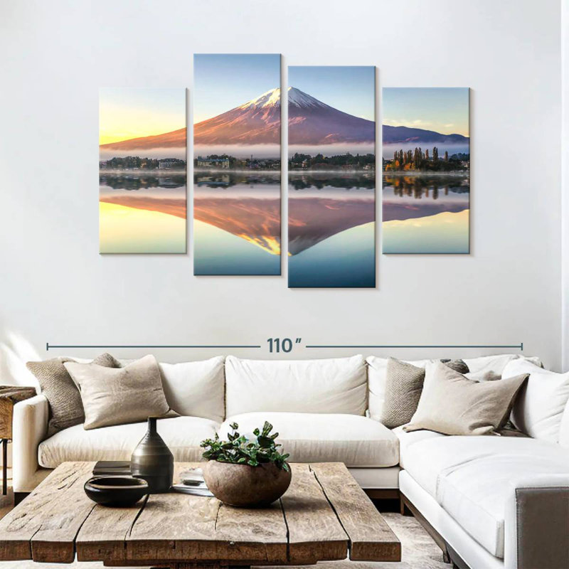 Reflet du lac Nicci au mont Fuji, H 54 po x l 84 po