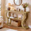Console de 55 po avec tablettes de rangement, table d'entrée de style campagne moderne, tables de canapé en bois derrière le canapé avec cadre incurvé pour le couloir, entrée
