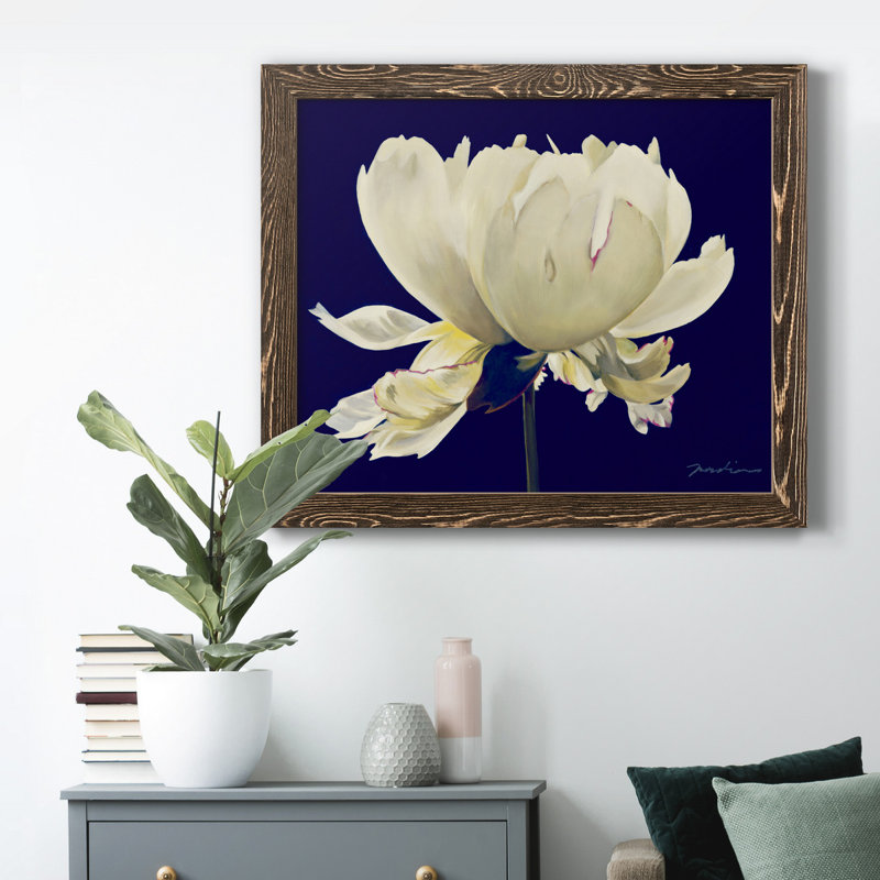 Aglow - Cadre photo, reproduction d'art sur toile, H 17 po x l 20 po x P 1,5 po, Encadré de bois de noyer, Bleu