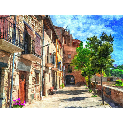 Colorful Village Street Print by Denise Dundon