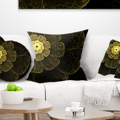 Abstract Metallic Fabric Flower Throw Pillow
