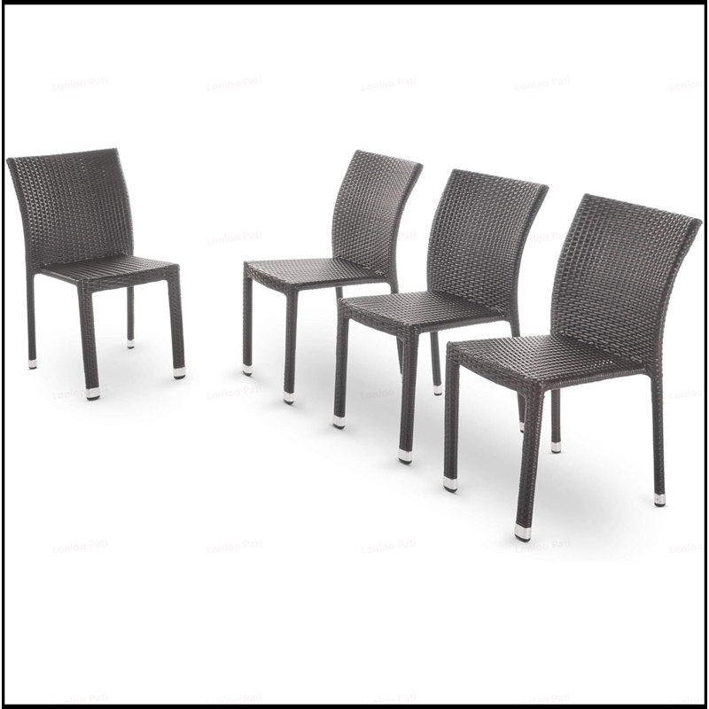 Larache Armless Rattan Chair With Durable Polyethylene Woven Finish And Lightweight Aluminum Frame, Ideal For Outdoor Use