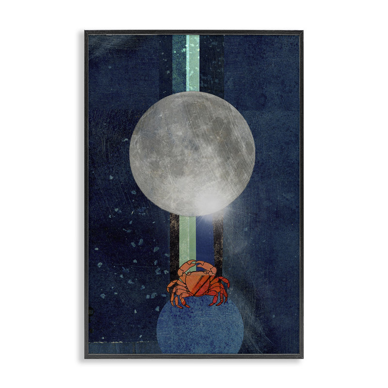 Art giclée sur toile crabe surréaliste par Lindsey Newman, Giclée encadrée noir minuit, H 24 po x l 16 po