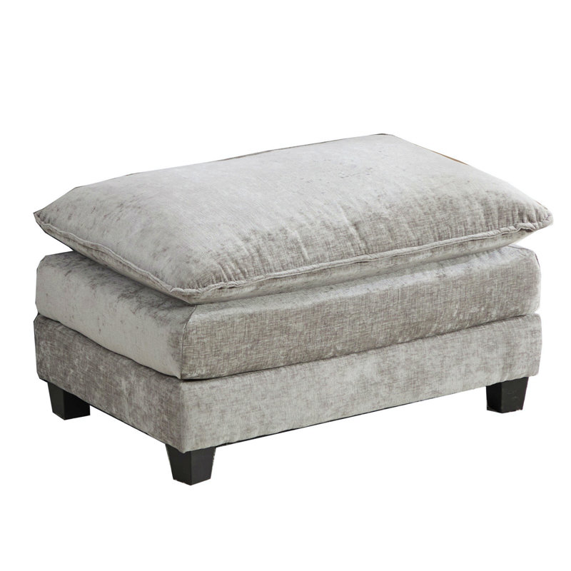 Glam Ottoman With Luxurious Velvet And Plush Cushion, Gray