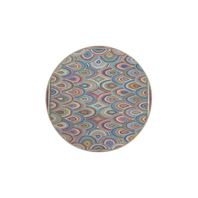 Circle Themed Multicolored Decorative Washable Rug, Rectangle 2'4" x 4'