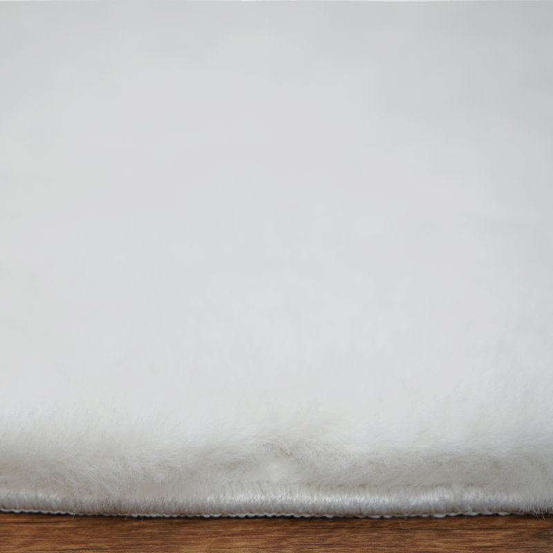 Baban Solid Colour Shag Area Rug, Rectangle 120 x 170cm, White