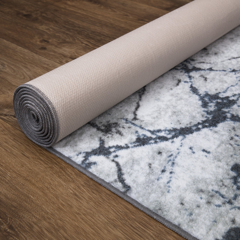 Tapis lavable antidérapant en marbre Lyanne, Rectangle 7 pi 10 po x 10 pi