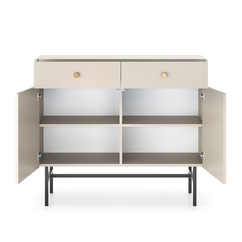 Andrik Metal Rectangle Storage Unit Accent Chest, Beige