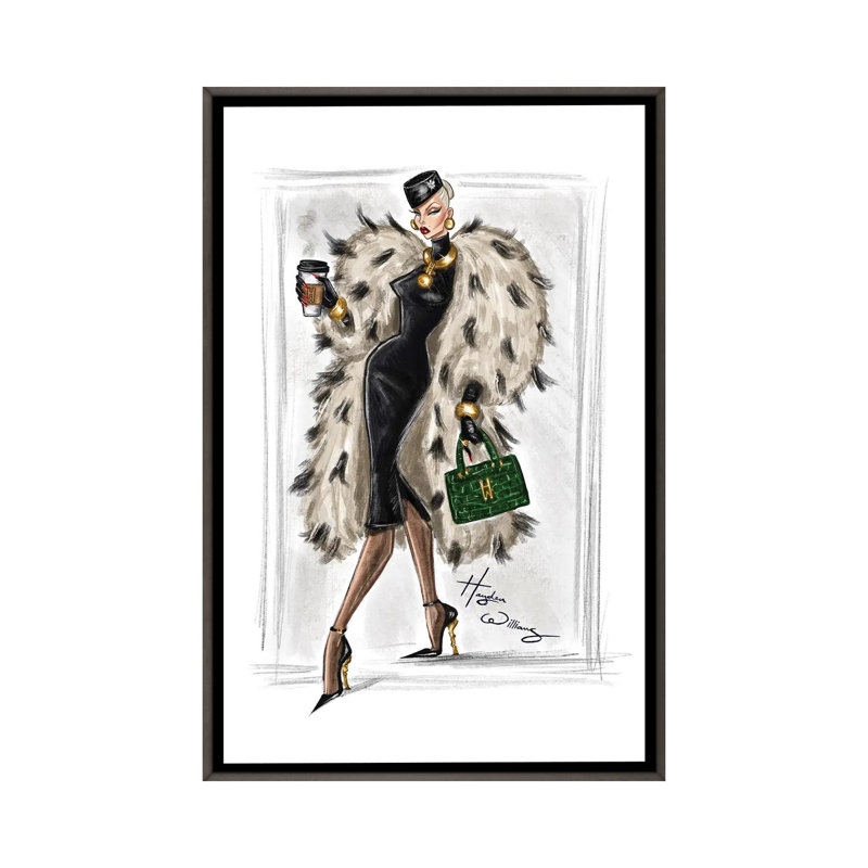 Coffee Run - HWI582, Gris, H 48 po x l 32 po, Floater Framed Print Canvas without Mat