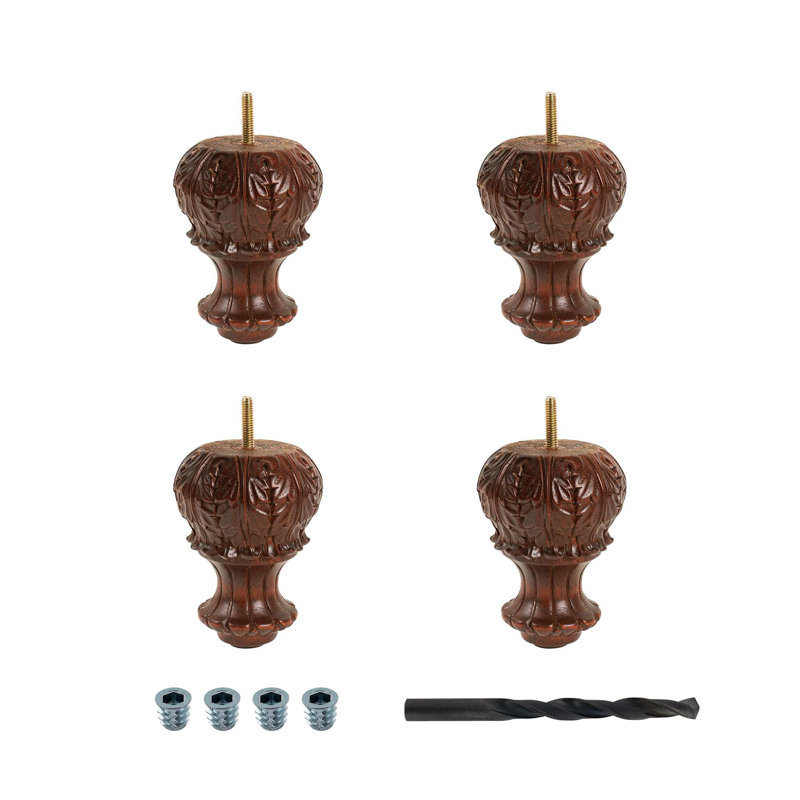 Paquet de 4 pieds en bois massif espresso massif de 4 3/4 po de diamètre x 3 1/2 po de couleur espresso, Cerisier