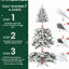 Arbre de Noël floqué avec 1100 pointes, arbre à charnières enneigé réaliste PE + PVC avec support en métal, arbre de Noël artificiel complet pour la décoration des Fêtes-1183962474