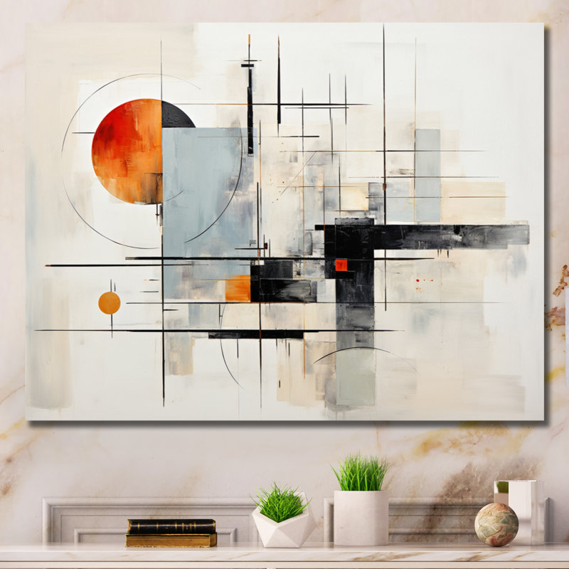 «Beige Grey Suprematism Silent Symmetry II», reproduction sur toile, H 34 po x l 44 po x P 1,5 po, Toile tendue