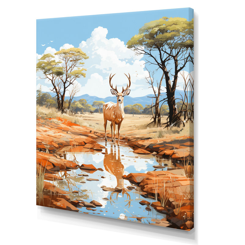 Woodland Deer Wanderers II, H 32 po x l 16 po x P 1 po, Toile tendue