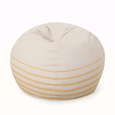 5 Foot Rounded Bean Bag,  Natural Colour / Striped Yellow