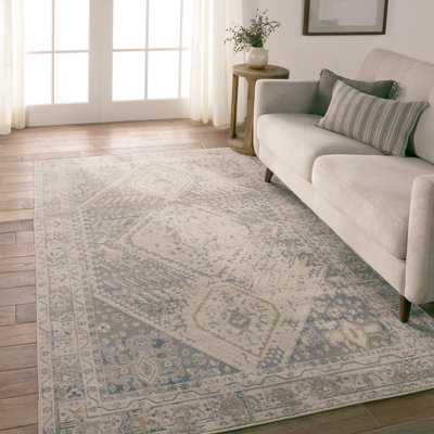 Tapis intérieur / extérieur gris clair / bleu / beige Forand