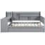 Lit de jour gris en bois pleine grandeur avec options de rangement pratiques et bureau - Bois de pin pour chambre à coucher multifonctionnelle avec 3 grands tiroirs-1518591658-1518591663