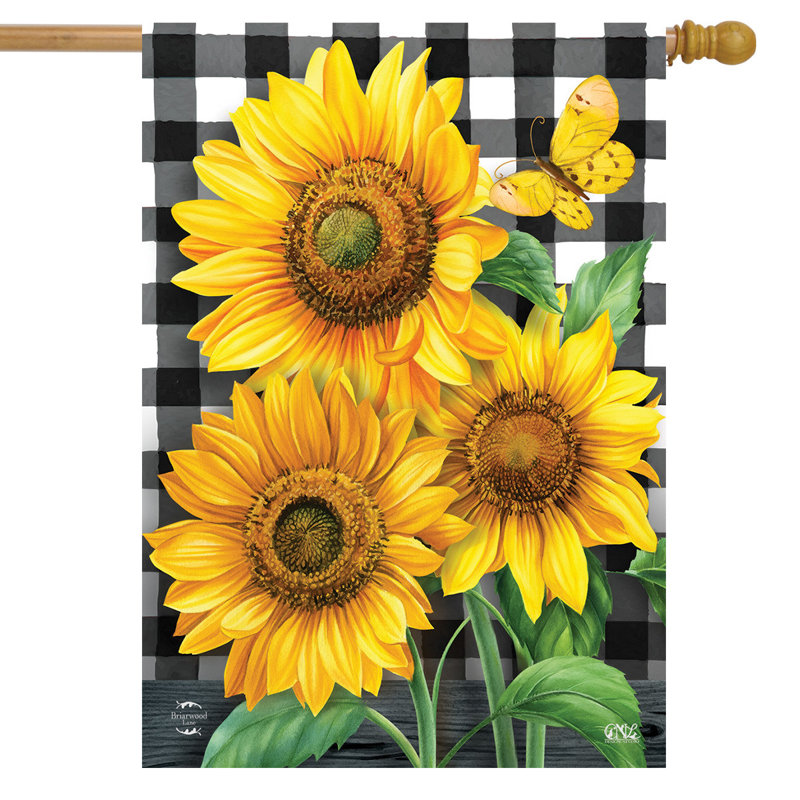 Drapeau de maison d'été à carreaux tournesols