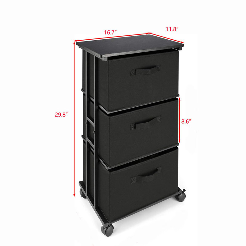 Color 3 Drawer Storage Drawer, Black
