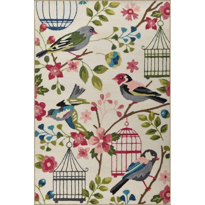 Tapis tissé à motif botanique et lavable, Rectangle 3 pi 3 po x 4 pi 11 po