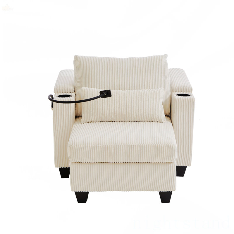 Fauteuil de 37,4 po avec ports USB, Beige