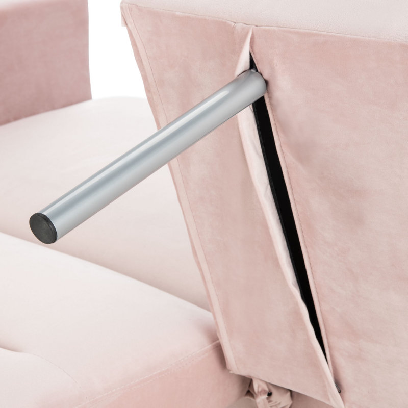 Hayasdan Full / Double Upholstered Futon, Blush/Brass