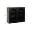 Armoire murale 27,56 po à deux portes en verre avec rangement à trois niveaux pour le hall d'entrée, salle de bain, armoire murale avec motif tissé caractéristique, noir-272315469