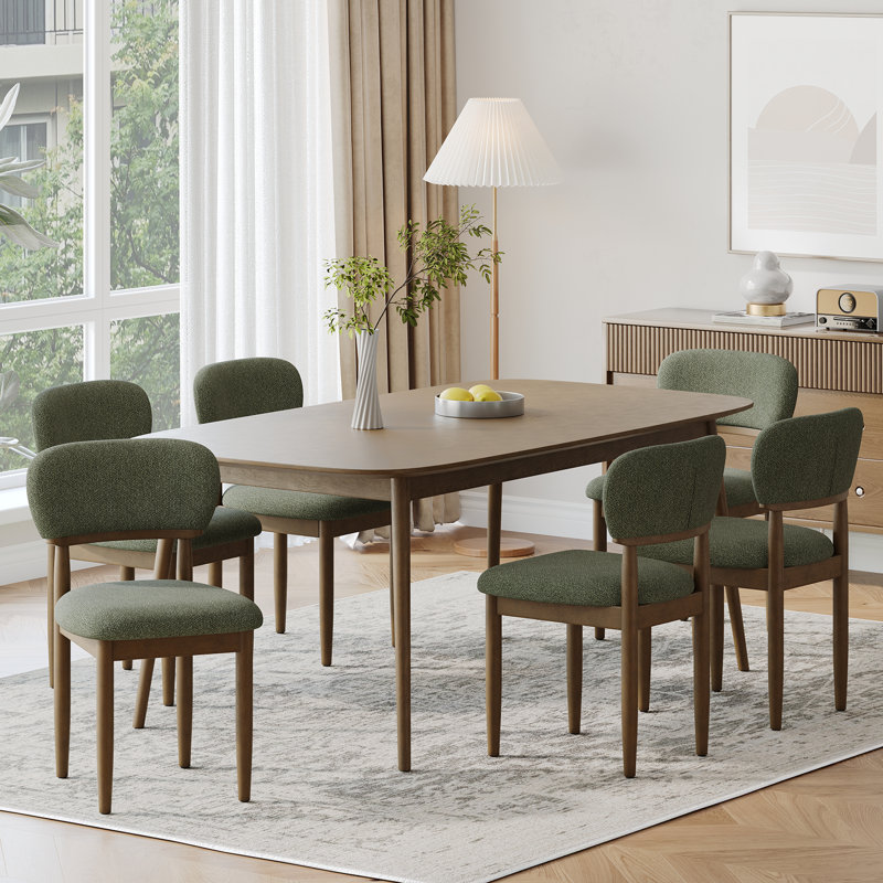 49 cm H Upholstered Fabric Dining Chair, Green