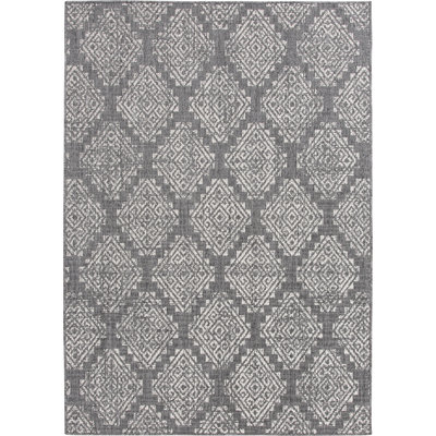 Bungalow Rose Perkinson Grey Global Indoor Polypropylene Area Rug