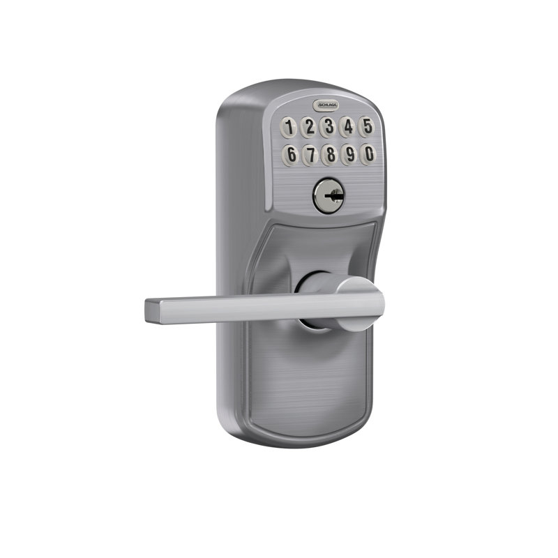 Latitude Keypad Lever with Plymouth Trim, Satin Chrome, Keyed Alike, Yes