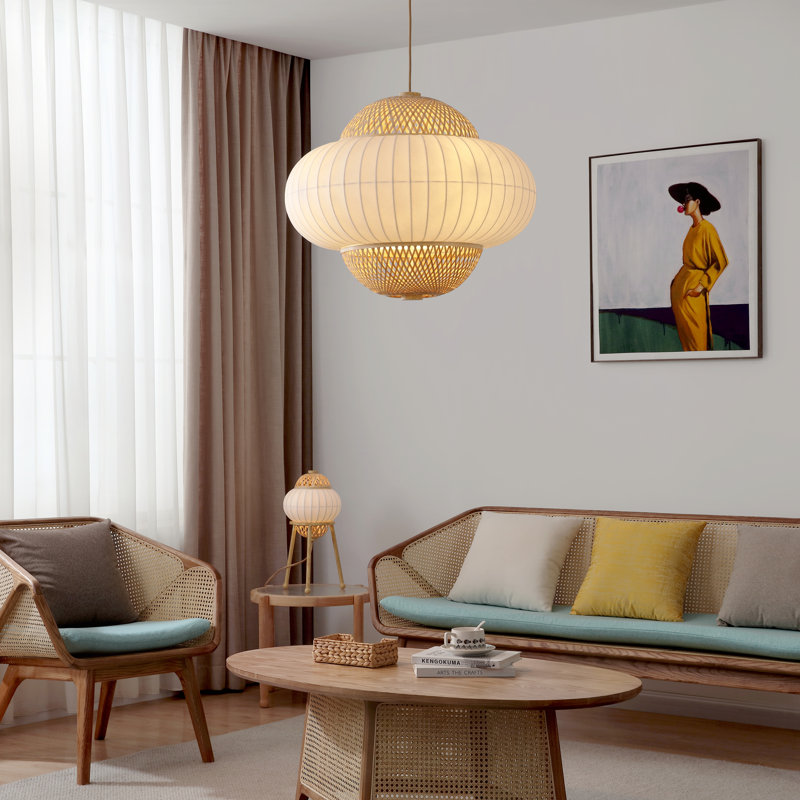 Hikari 4 - Light Bohemian Bamboo And Silk Dimmable Pendant Light 