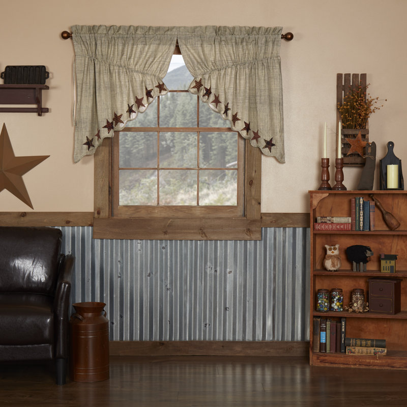 Abilene Star Cotton Scalloped 72" Window Valance