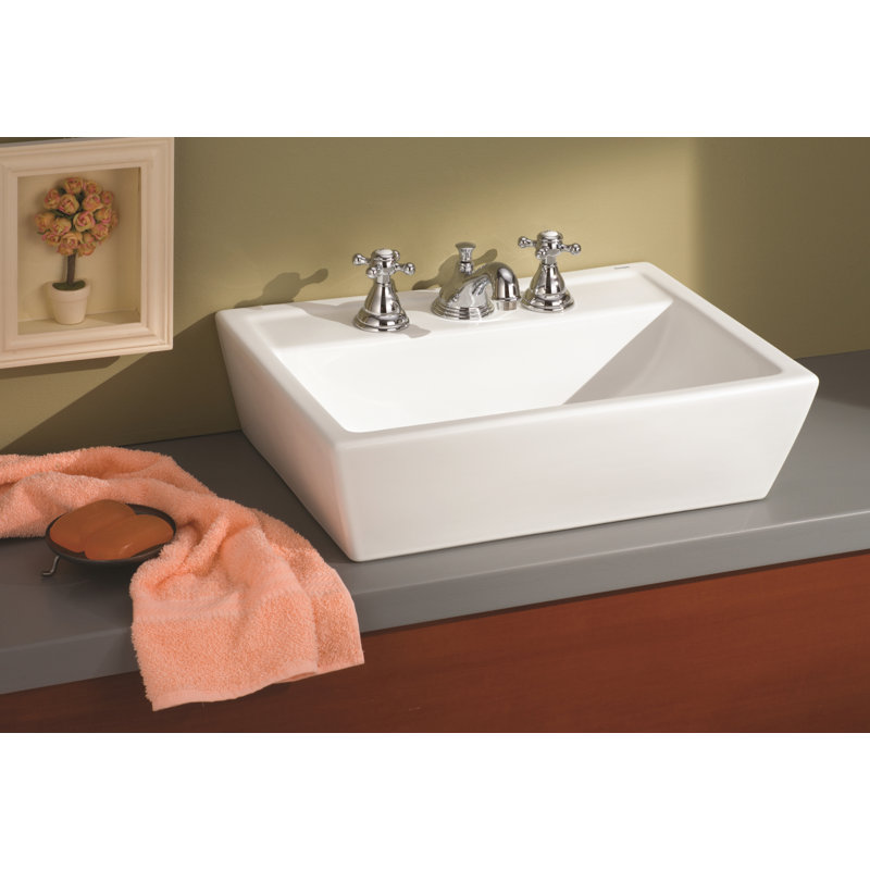 Lavabo de salle de bain vasque rectangulaire en céramique Sentire, 8 po