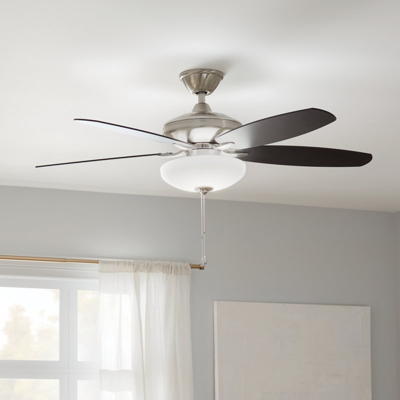 52'' Ceiling Fan with LED Lights, Brushed Stainless Steel