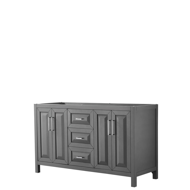 Daria 59'' W Double Bathroom Vanity Base, Dark Gray/Polished Chrome