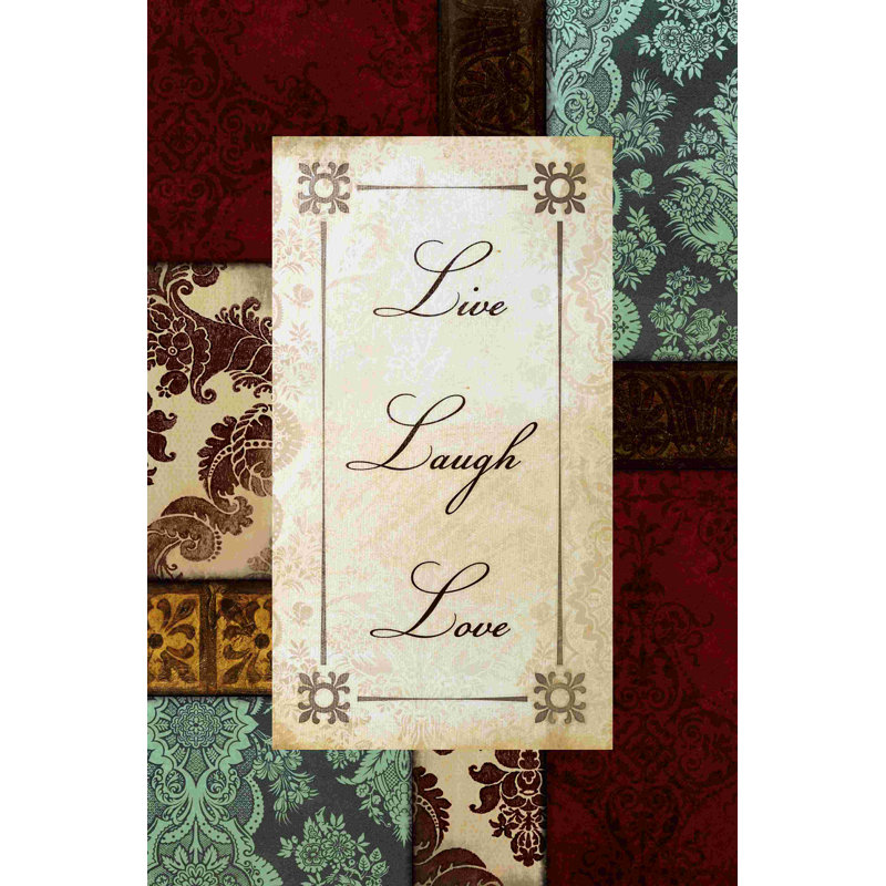 «Live Laugh Love Patched», art textuel sur toile tendue, H 12 po x l 8 po