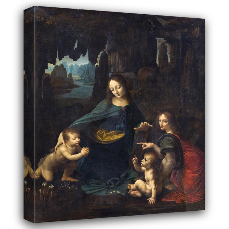 "La Vierge des Roches" par Leonardo Da Vinci - Art mural sur toile tendue avec châssis, H 24 po x l 17 po