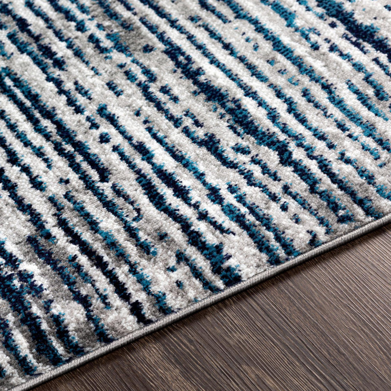 Tapis rayé tissé à la machine Cedar, Carré 6 pi 7 po