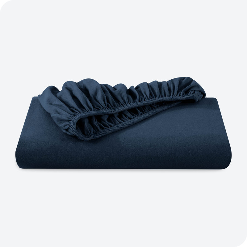 Flannel Machine Woven Fitted Sheet, Twin Fitted Sheet, Dark Blue