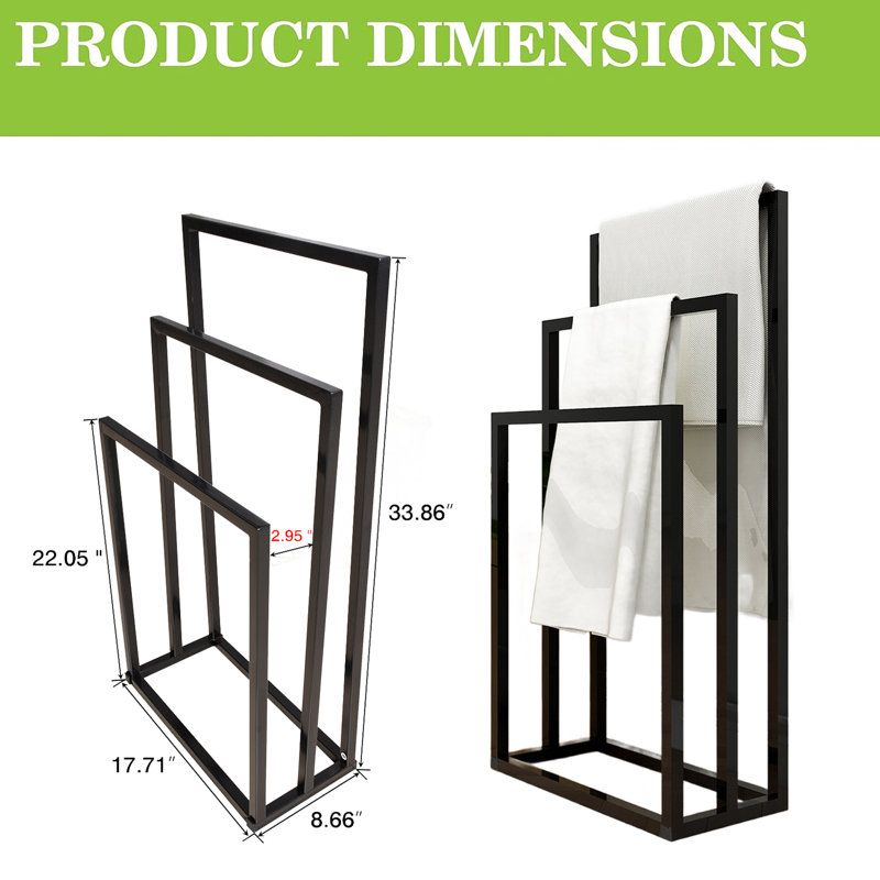 Porte-serviettes sur pied, Noir