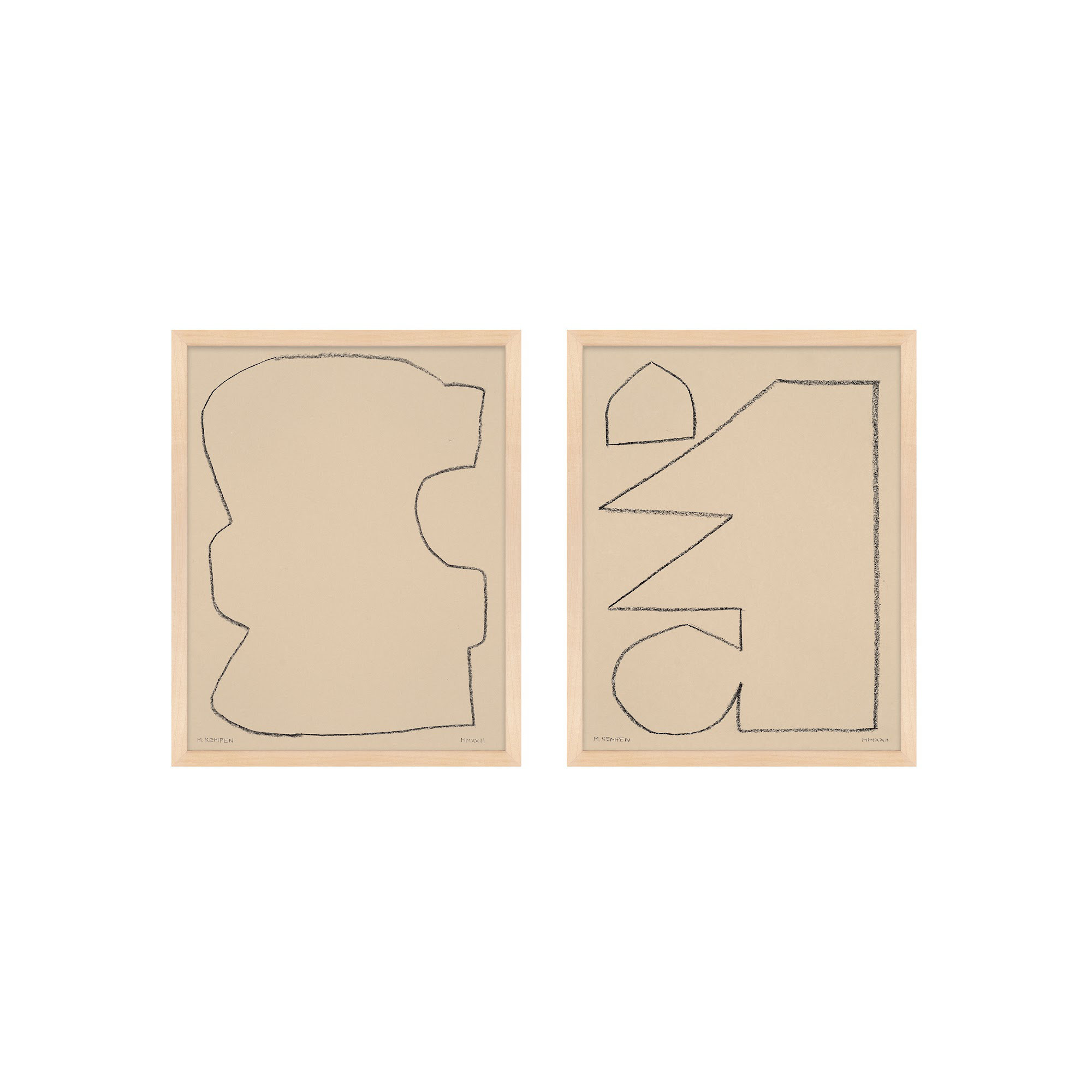 Outlines 9 And 10 by Michael Kempen, Maple Framed, 30" W x 38" H