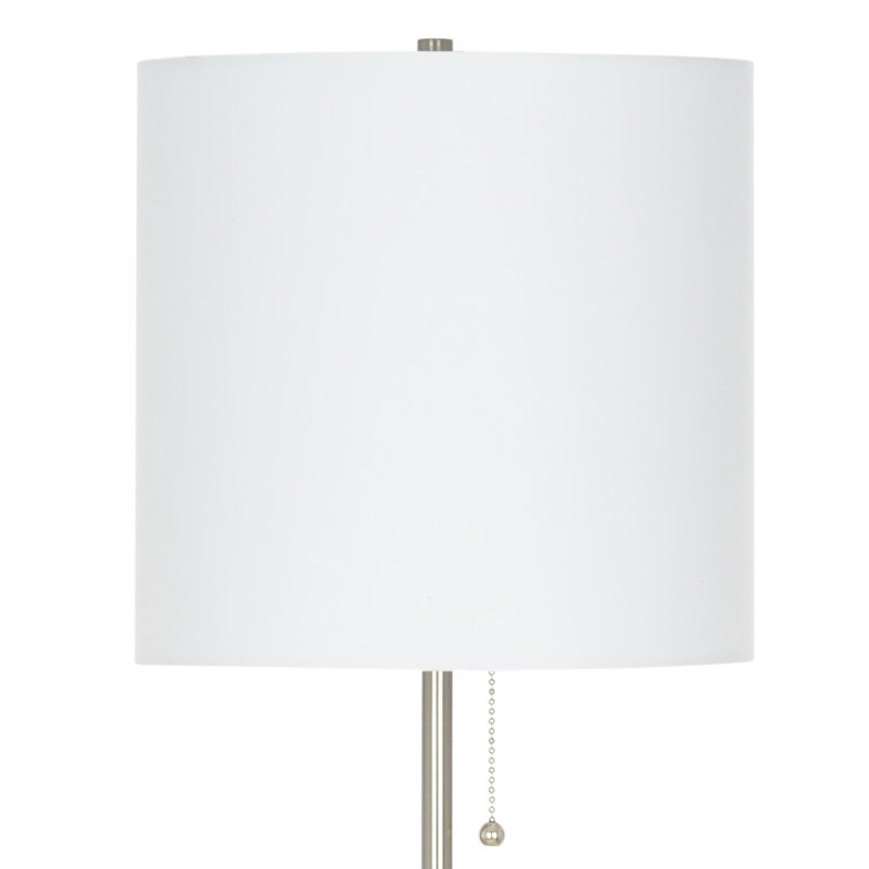 Panig 56.5" Traditional Stick Floor Lamp, Brushed Nickel/Clear, No