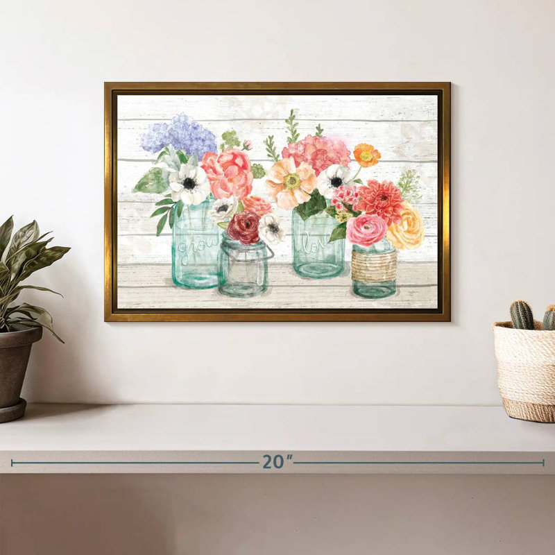 Marché aux fleurs pastel III, Cadre flottant doré, 13 po x 9 po