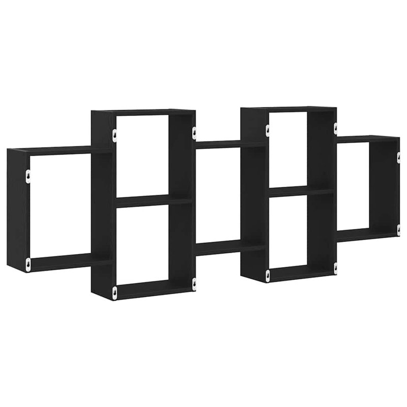  Wall Shelf Black Oak Engineered Wood, 25.6" H x 62.6" W x 7.1" D