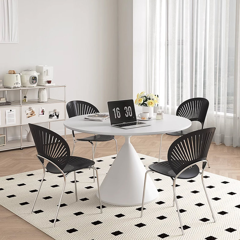 Table de salle à manger moderne en pierre frittée blanc crème, H 29,53 po x L 47,25 po x l 47,25 po