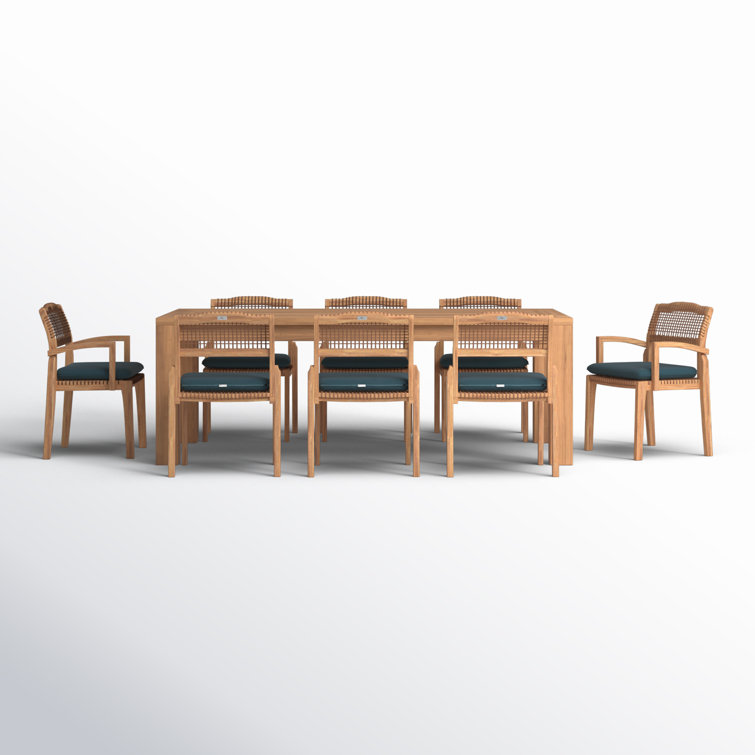 Yasira 87'' Rectangular 8 - Person Outdoor Dining Set with Cushions