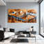 Paysage et nature, paysage de montagne avec arbres et reflets, ensemble de 3 impressions sur toile-1216553980