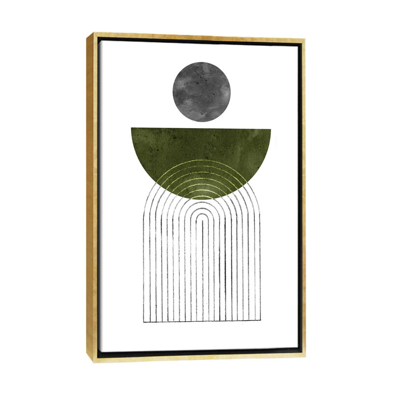 «Mid Century Shapes» par Whales Way - impression d'art graphique, H 26 po x l 18 po x 1,5 po, Toile encadrée d'or, Aucun mat
