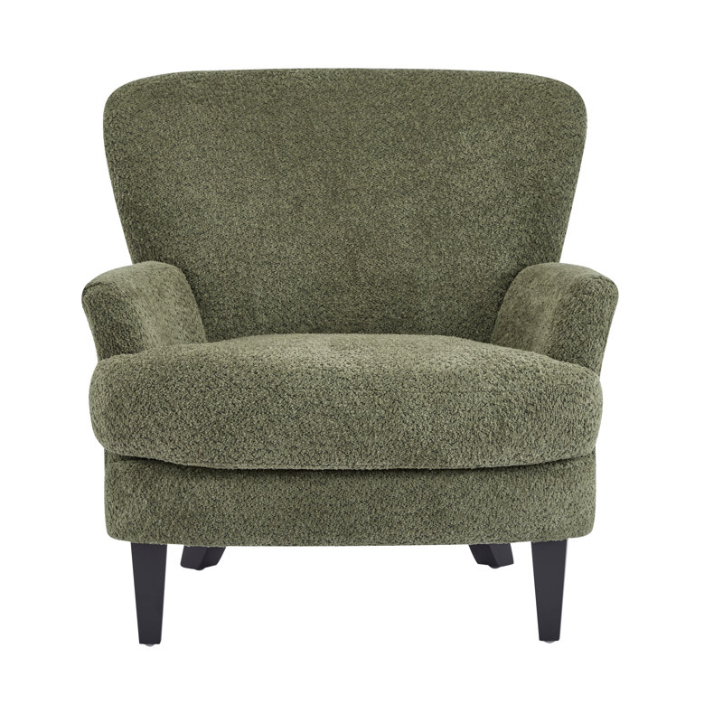 Fauteuil club rembourré Fleckenstein Boucle, Vert olive