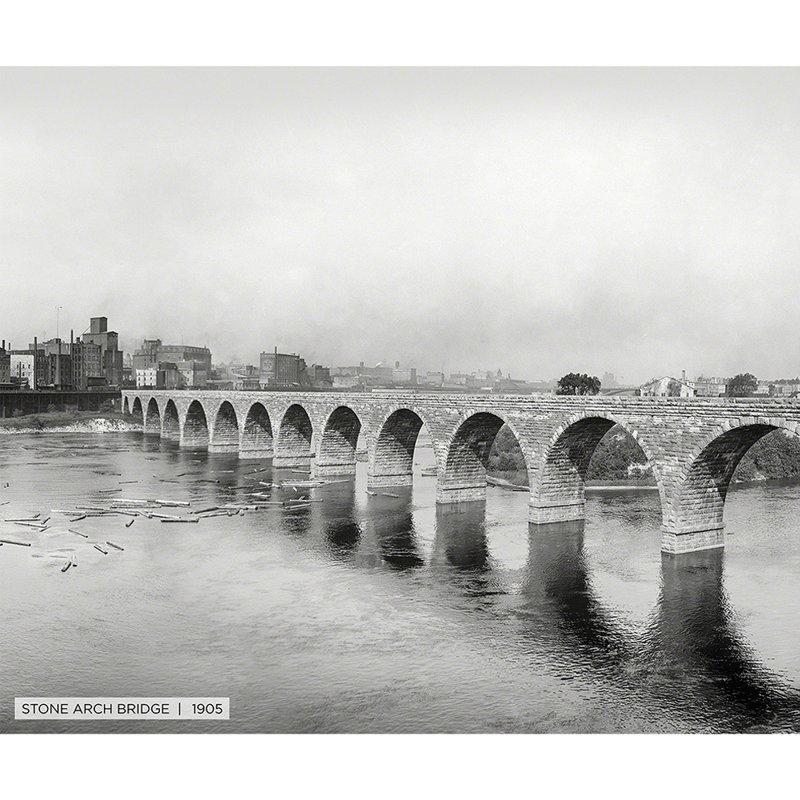 Stone Arch Bridge, Historic Minneapolis - reproduction de photo sur toile tendue, H 30 po x l 40 po x 1,5 po