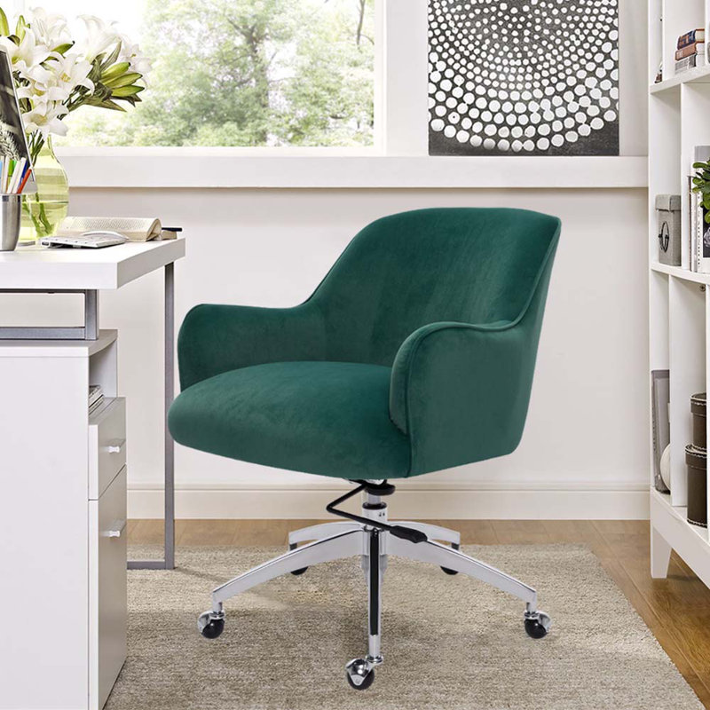 Galilea Velvet Office Chair, Green